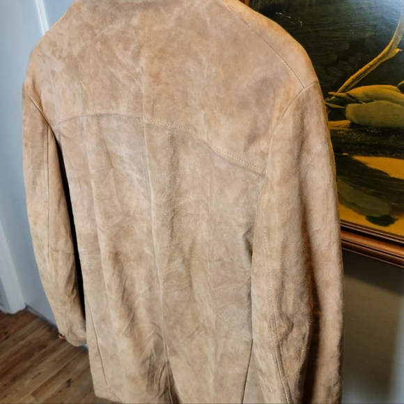Vintage Suede Leather Jacket McGregor Mens 40 Tan Brown 1970s 70s Hippie - Picture 5 of 10